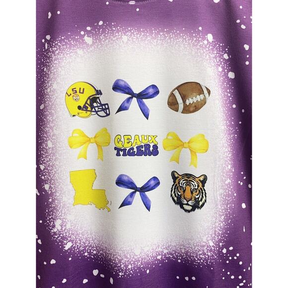 Girls Purple Tigers Shirt Louisiana Sz 12 - Faux Bleached Sz 12 - Picture 1 of 3